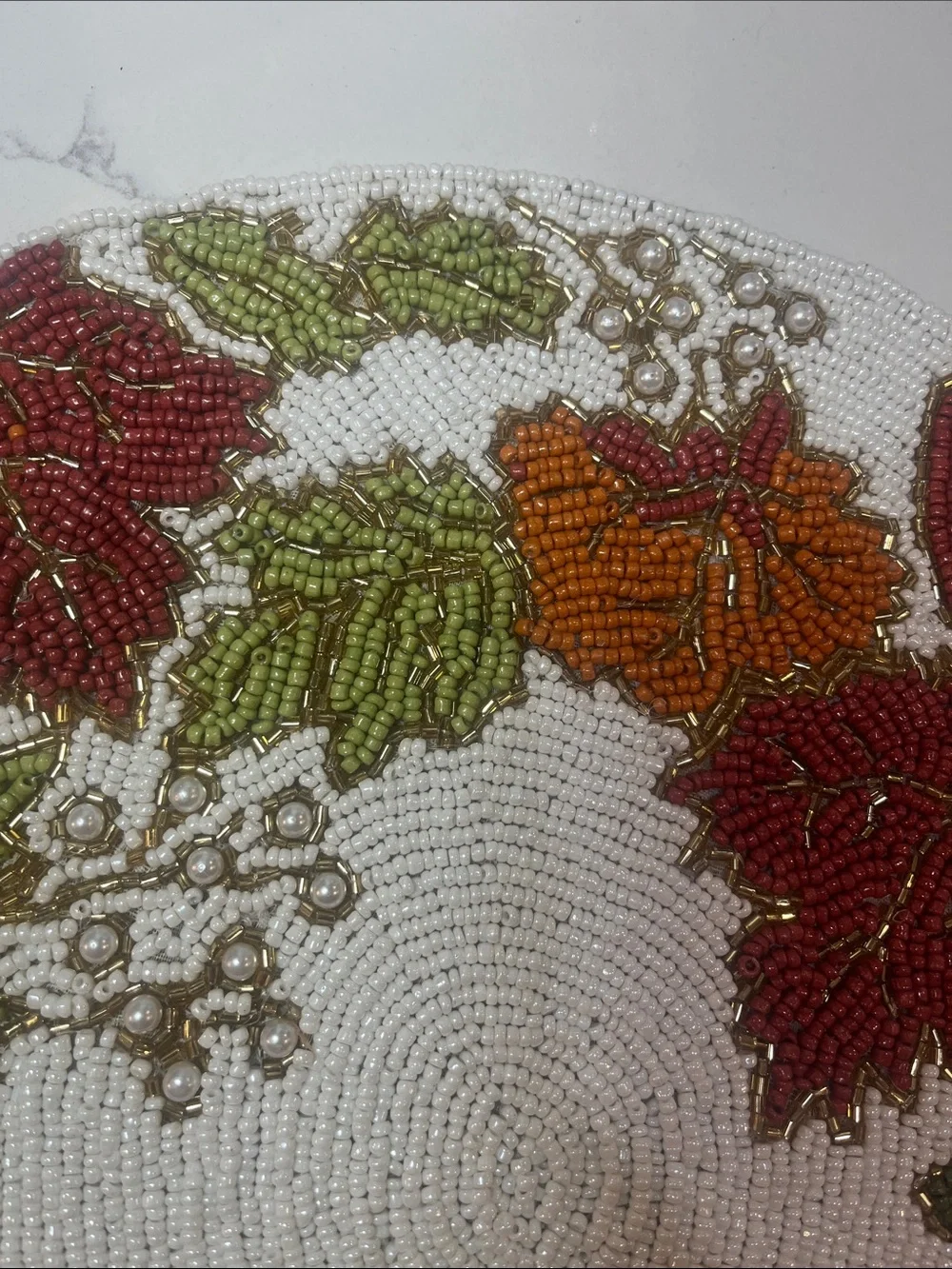 Tahari FALL LEAVES Beaded Placemat Charger 14” Multicolor Fall Thanksgiving NEW